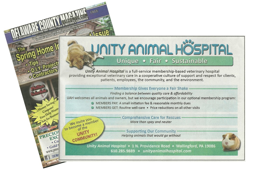 Unity Animal Hospital in Delaware County Magazine | Unity Animal Hospital